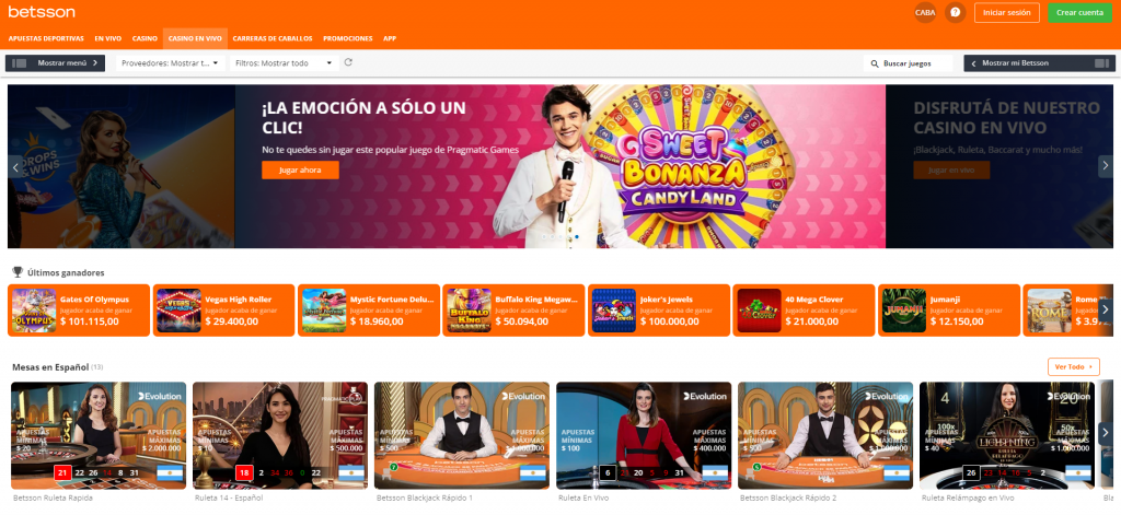 Juegos en vivo de Betsson